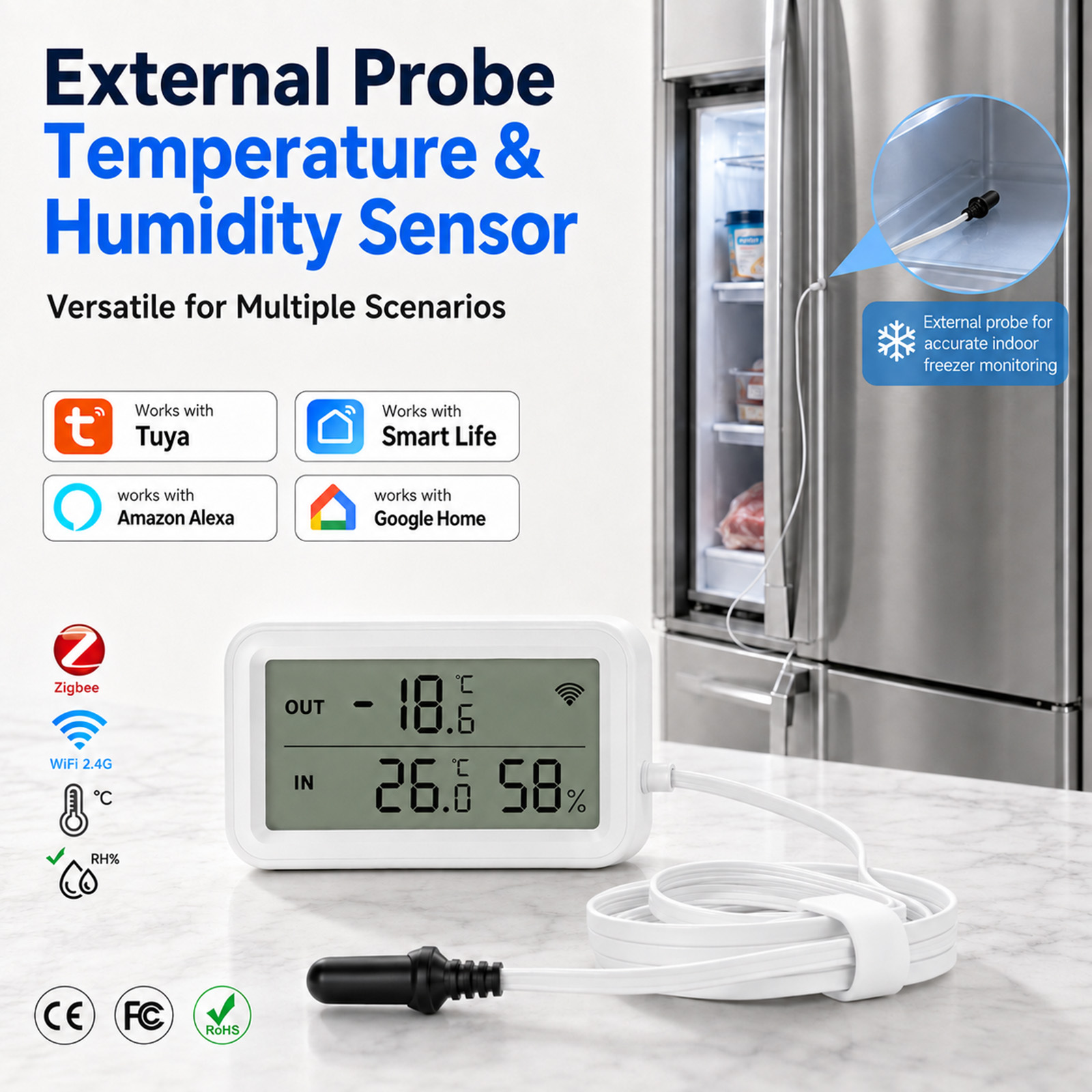 Smart Home Alexa - Sensor Suhu Kelembaban Eksternal Tahan Air