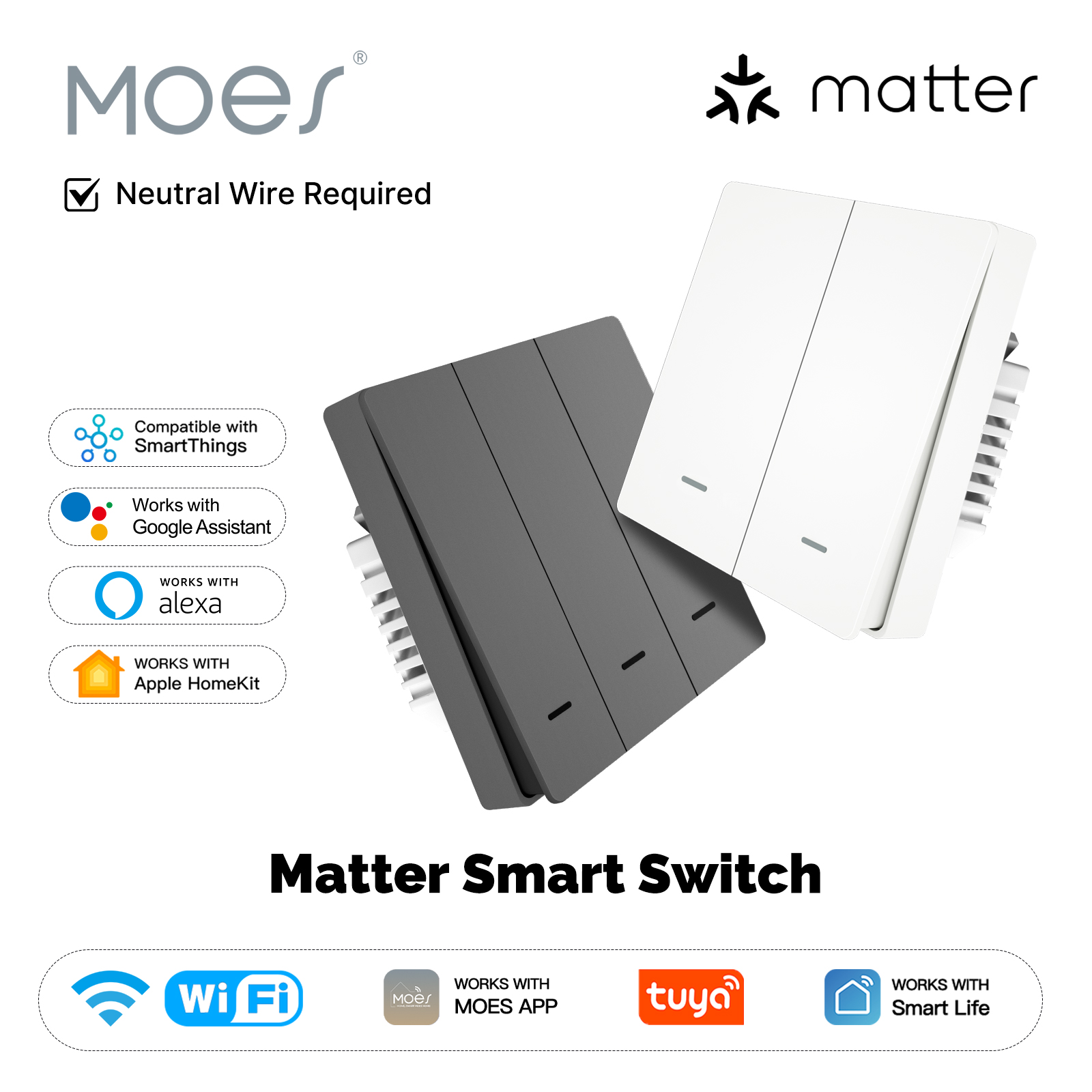 Smart Home Alexa - MOES Matter Tuya WiFi Sakelar Tombol