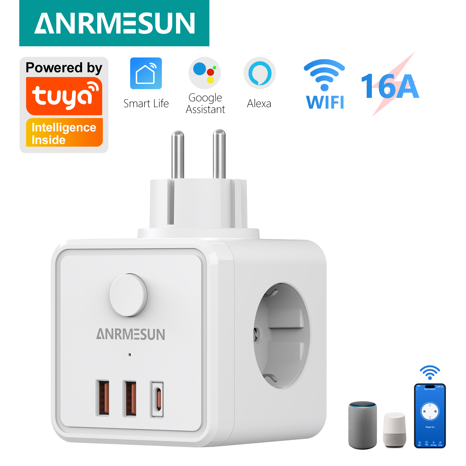 Smart Home Utilities - 3 Colokan EU 2 USB-A 1
