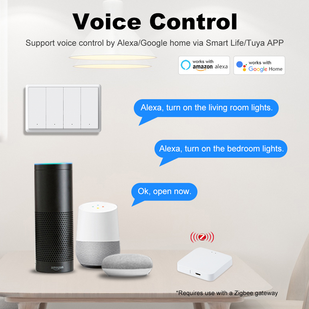 Sakelar Zigbee Pintar Manhot T - Smart Home Alexa ulasan dan harga