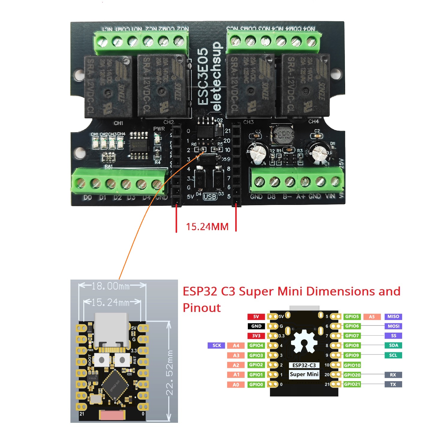 ESC3B04 ESP32-C3 Papan Relai I - Smart Home With Plc ulasan dan harga