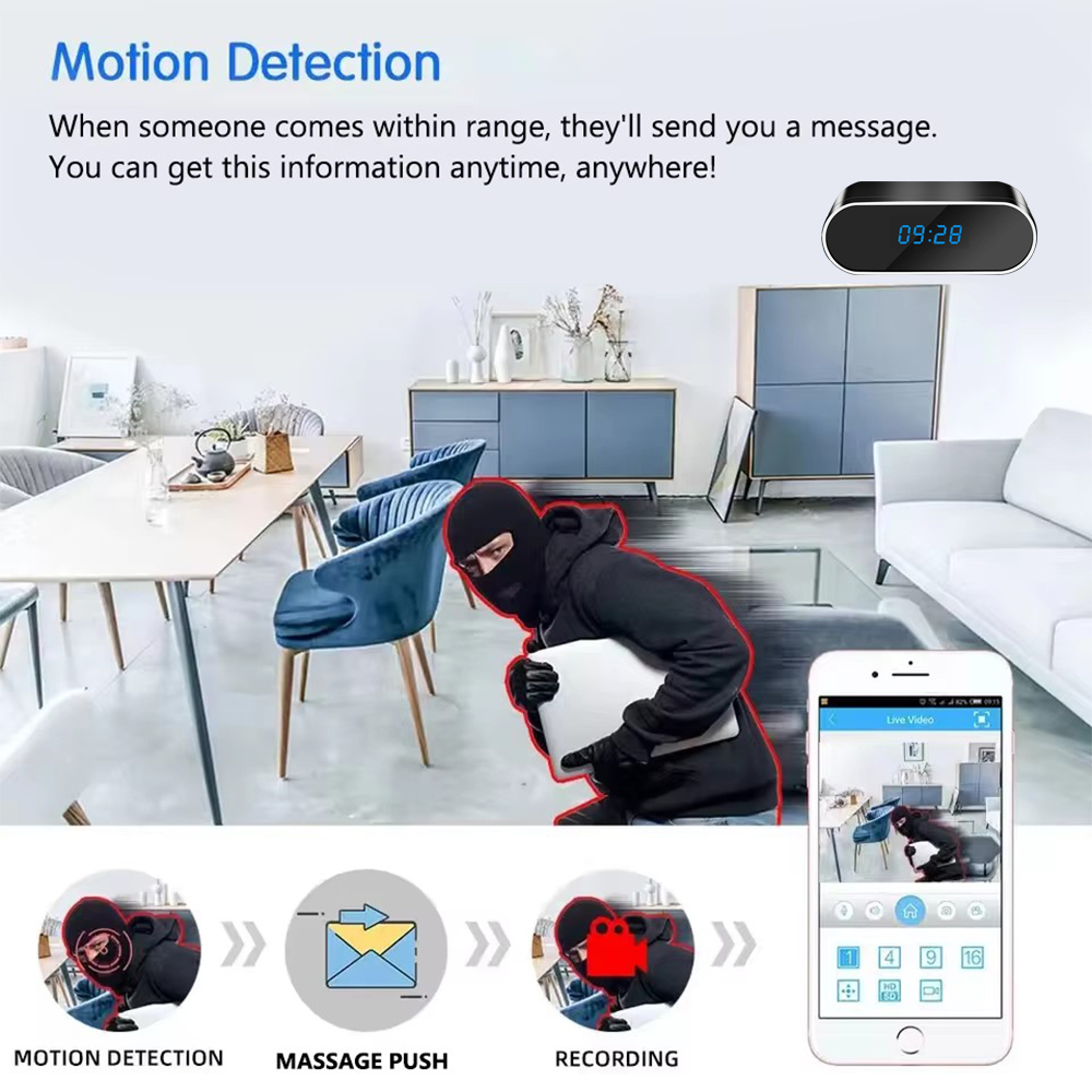 Kamera Jam Mini 4KHD Baru yang - Smart Home Battery Camera ulasan dan harga