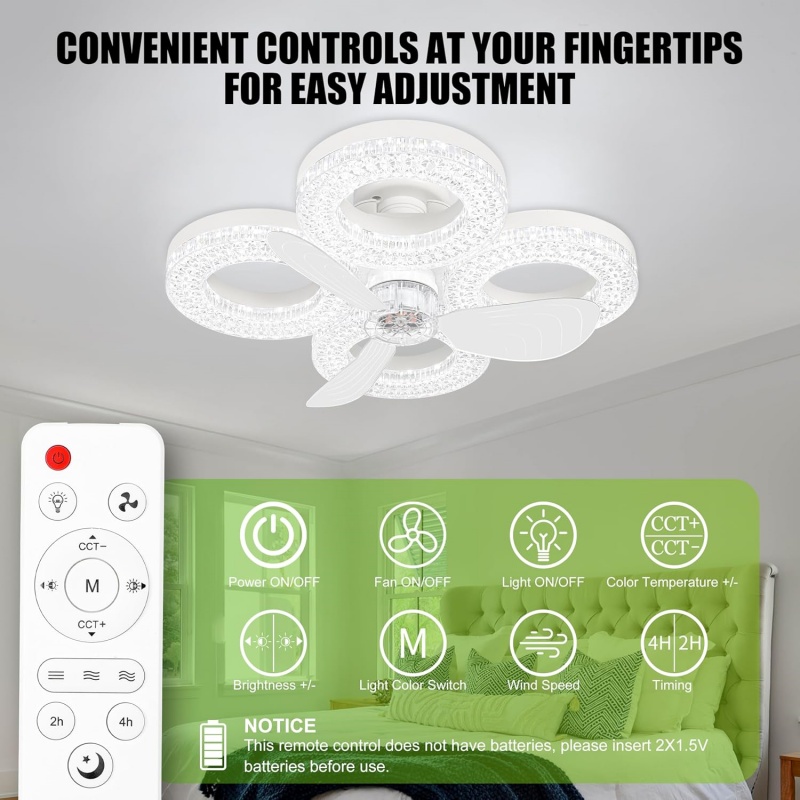 Lampu Kipas Angin LED Pintar 4 - Smart Home Living Room ulasan dan harga